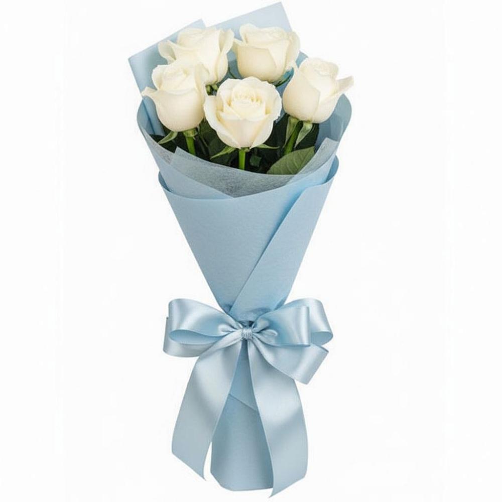 Букет 5 Белых роз Проуд в Никитовке