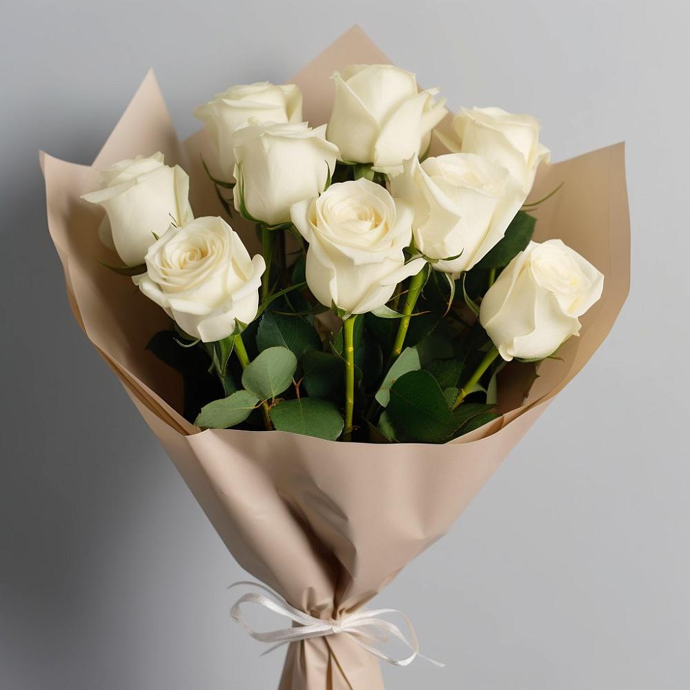 Букет 9 Белых роз Эдлесс Лав в Никитовке