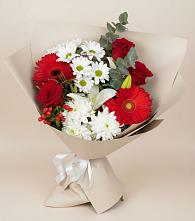 Букет цветов из:  Розы, Хризантемы, Герберы и Лилии в Никитовке