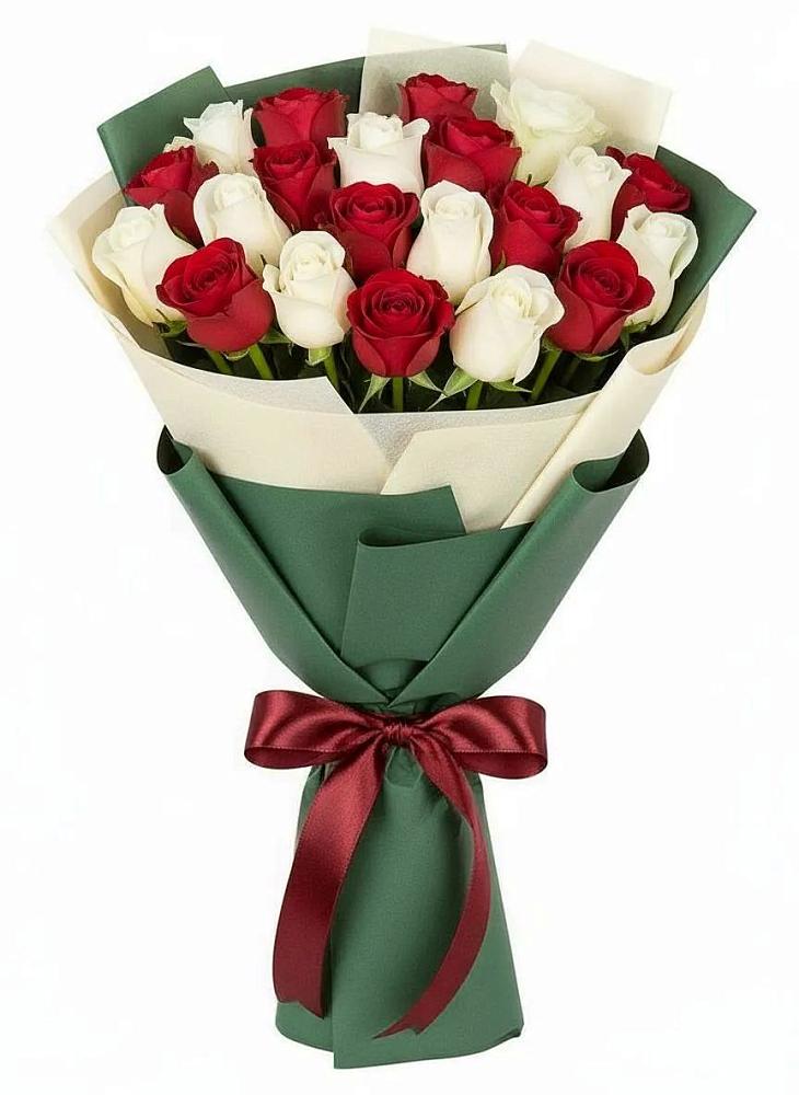 Букет Микс из красных и белых роз в Никитовке