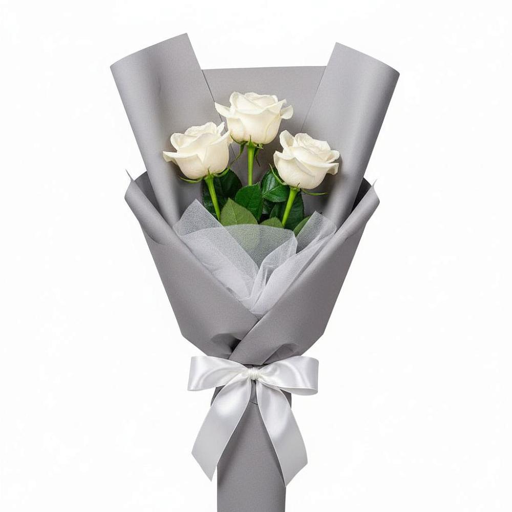 Букет 3 белые розы в Никитовке