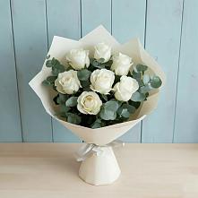 Букет Белые розы в Эвкалипте в Никитовке